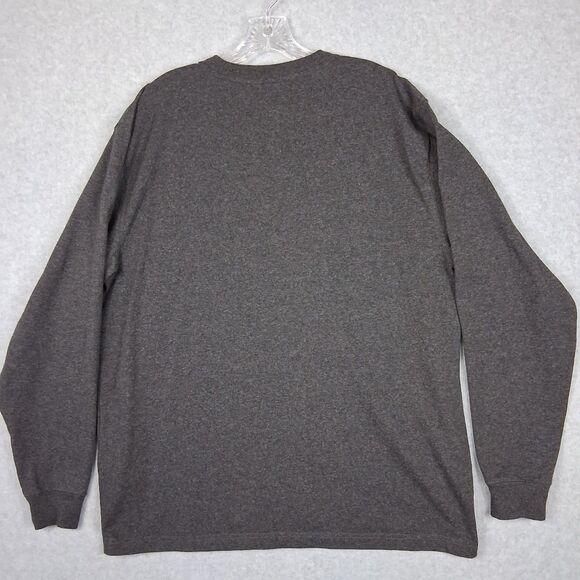 Carhartt Mens Henley Shirt Large Gray Long Sleeve Loose Fit Workwear - Picture 2 of 10